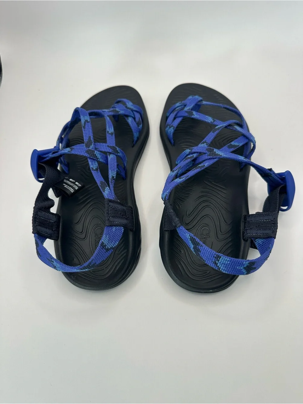 Chaco Z/Cloud X2 Womens Sport Sandals Blue Black Geometric Strappy Toe Loop 8